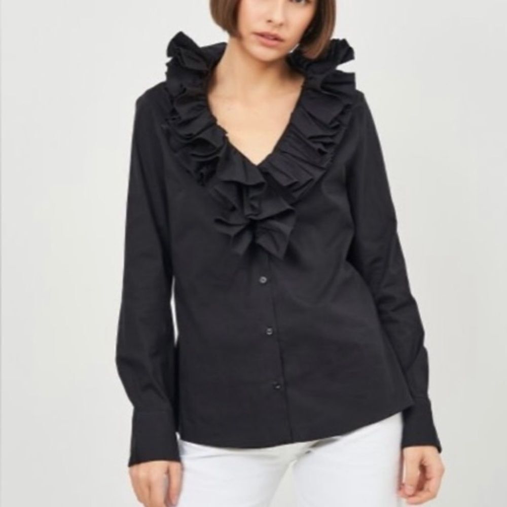 ! Zara Ruffle Poplin Blouse